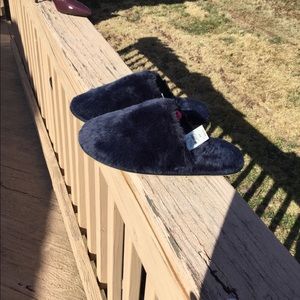 NWT Talbots Blue Cozy Furry Slippers